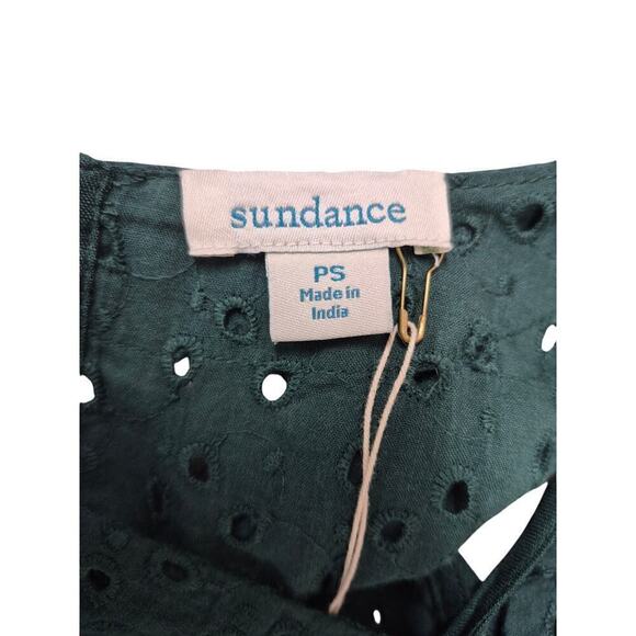 NWT Sundance Hunter Green cotton eyelet dress Midi Length Sz SP Festival - Picture 6 of 9